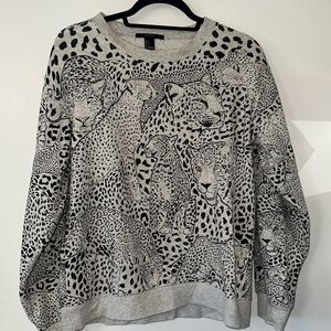Animal Leopard Print Black & White Sweatshirt Small